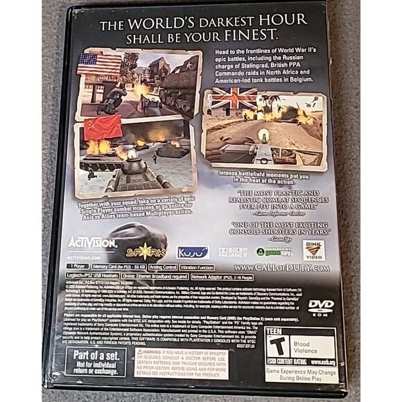 Call of Duty: Finest Hour PS2 2004 Sony PlayStation 2 Game GUC - Picture 2 of 5
